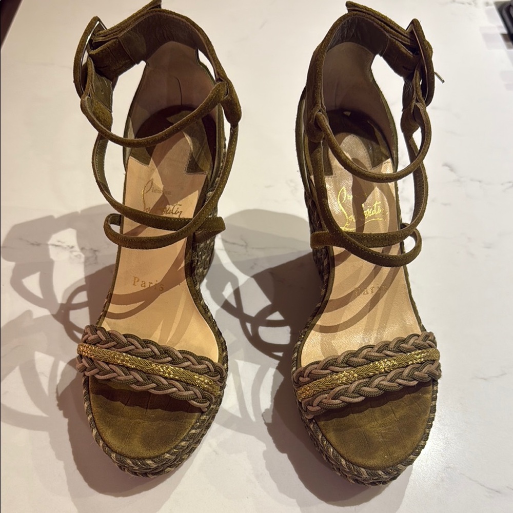 Christian Louboutin Olive Green Women's Sandals